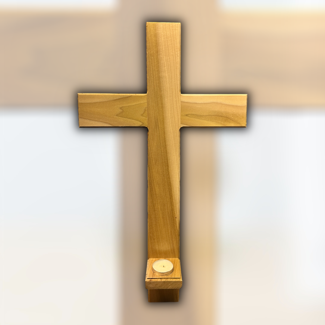 Wooden Cross Candle Holder